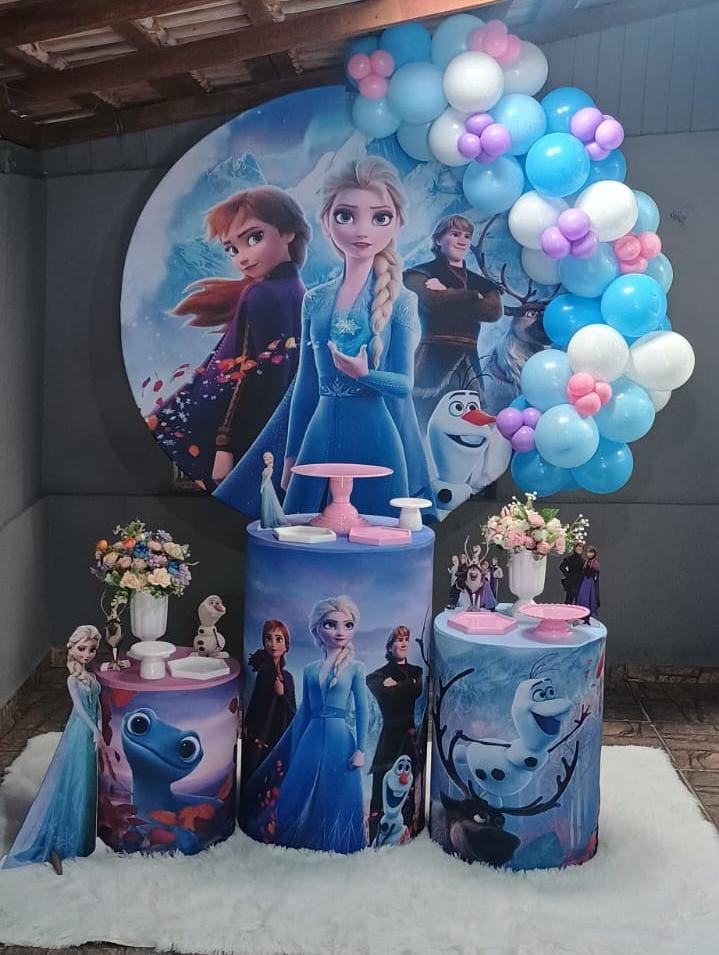 Decoração para festas, com tema da frozen