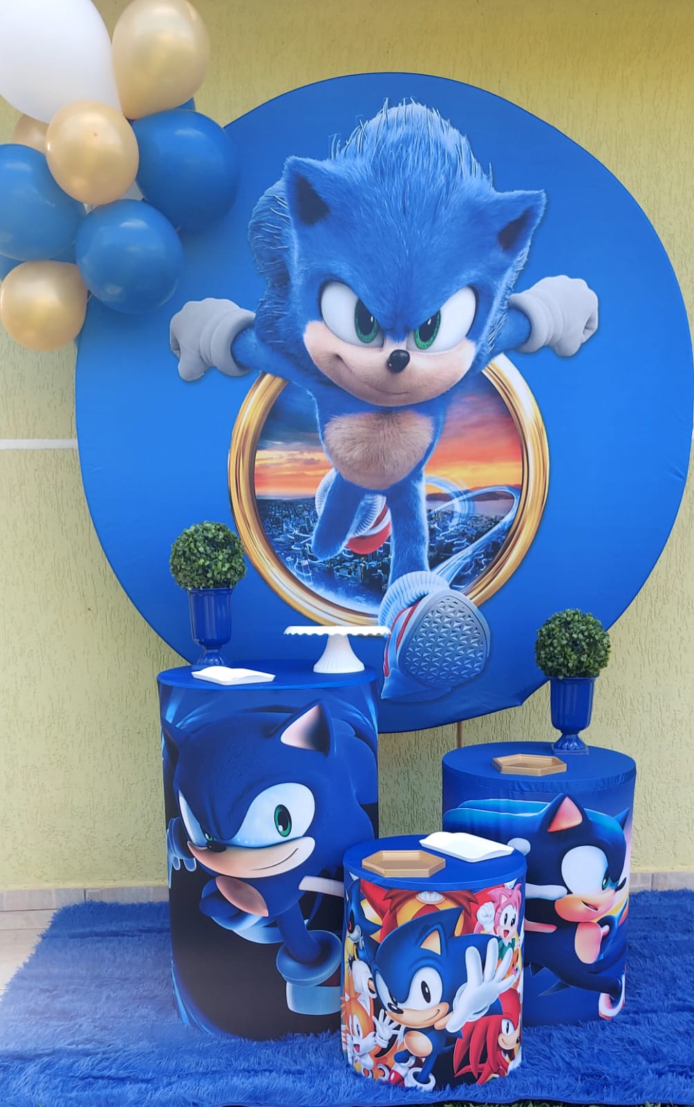 Decoração para festas, com tema do sonic
